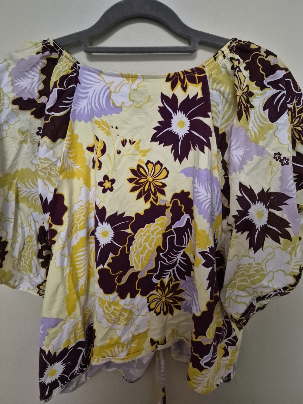 Maeve Yellow, Purple & Brown Floral Tie-Front Crop Top - Picture 3 of 4